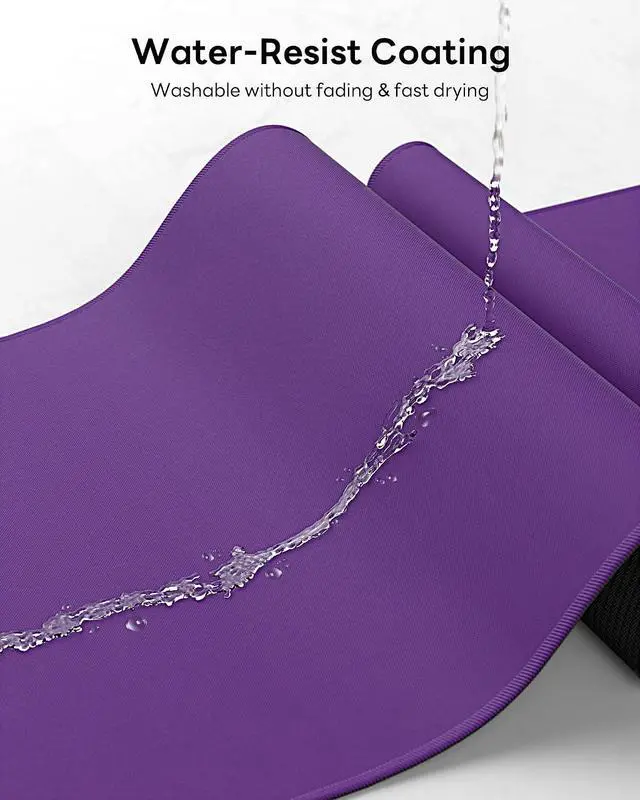 Alt view image 5 of 7 - Mouse Pad 31.5x11.8in Large Desk Mat Non-Slip for Office | Stitched edges prevent fraying, rubber non-slip base keeps pad stable, large mousepad for home, work and gaming, Purple