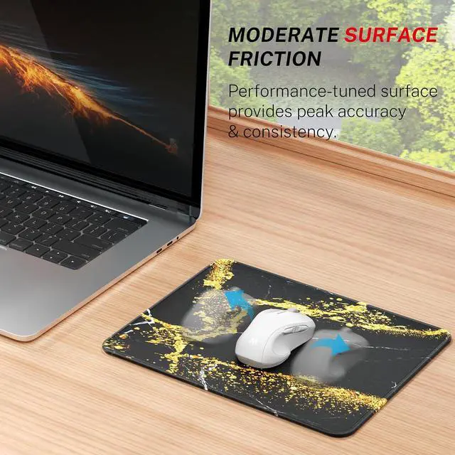Alt view image 2 of 6 - MROCO Essential Office & Gaming Mouse Pad, 8.5 x 11 Inch, Black Gold | Anti-Fray Stitched Edges, Functional Pattern Design, Non-Slip Rubber Base, Water and Stain Resistance