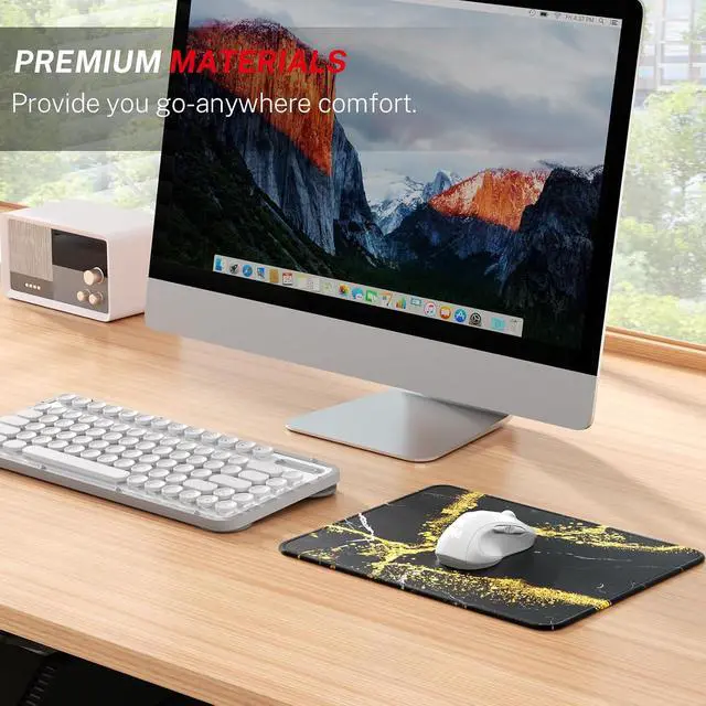 Alt view image 6 of 6 - MROCO Essential Office & Gaming Mouse Pad, 8.5 x 11 Inch, Black Gold | Anti-Fray Stitched Edges, Functional Pattern Design, Non-Slip Rubber Base, Water and Stain Resistance