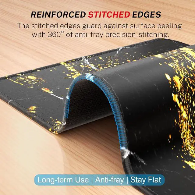 Alt view image 3 of 6 - MROCO Essential Office & Gaming Mouse Pad, 8.5 x 11 Inch, Black Gold | Anti-Fray Stitched Edges, Functional Pattern Design, Non-Slip Rubber Base, Water and Stain Resistance