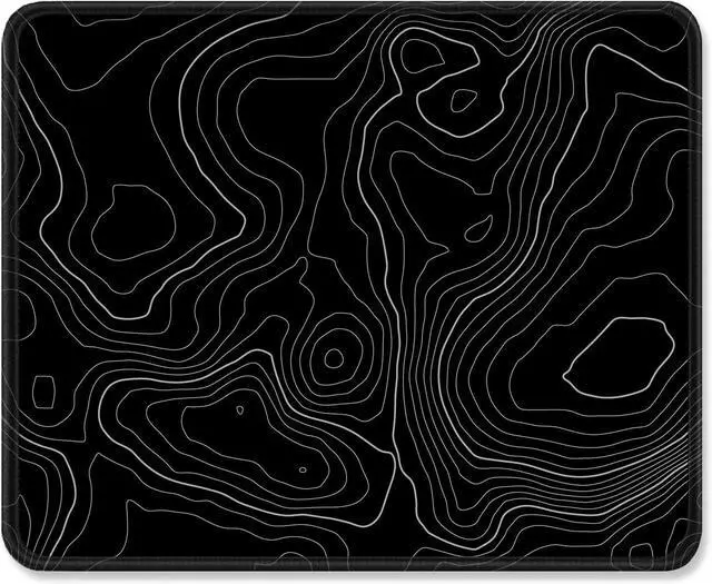 Main image of ITNRSIIET Mouse Pad with Stitched Edge Premium Textured Smooth Precise Operation Waterproof Washable Non-Slip Rubber Base Desktop Protection Mat, 10.2×8.3×0.12 inches, Topographic Contour Black