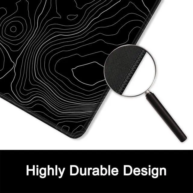 Alt view image 3 of 6 - ITNRSIIET Mouse Pad with Stitched Edge Premium Textured Smooth Precise Operation Waterproof Washable Non-Slip Rubber Base Desktop Protection Mat, 10.2×8.3×0.12 inches, Topographic Contour Black
