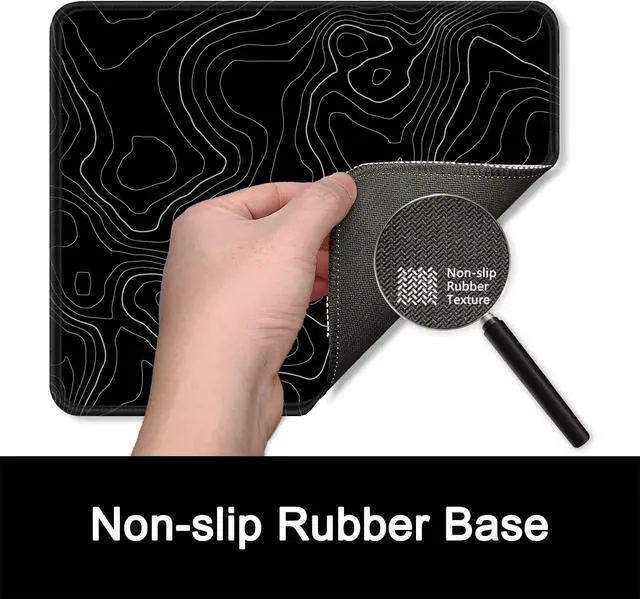 Alt view image 4 of 6 - ITNRSIIET Mouse Pad with Stitched Edge Premium Textured Smooth Precise Operation Waterproof Washable Non-Slip Rubber Base Desktop Protection Mat, 10.2×8.3×0.12 inches, Topographic Contour Black