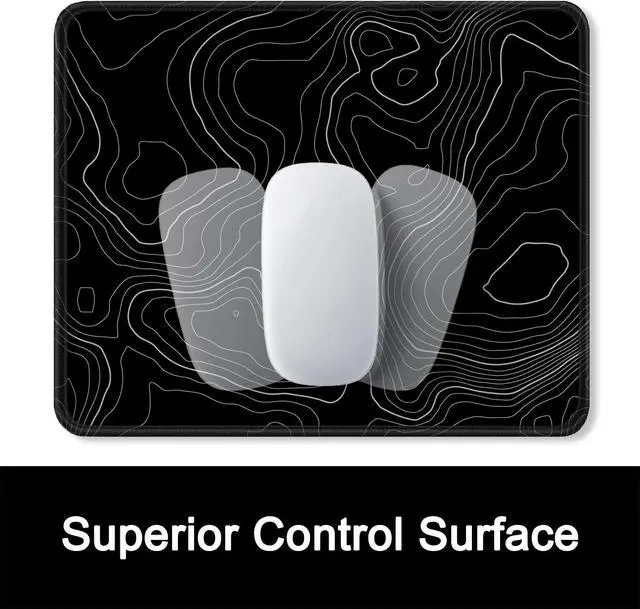 Alt view image 2 of 6 - ITNRSIIET Mouse Pad with Stitched Edge Premium Textured Smooth Precise Operation Waterproof Washable Non-Slip Rubber Base Desktop Protection Mat, 10.2×8.3×0.12 inches, Topographic Contour Black