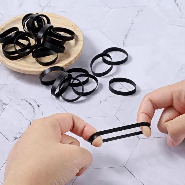 Alt view image 3 of 7 - 100 PCS Silicone Rubber Bands, 1"/25mm Diameter Black Small Rubber Bands Elastic Flat Cable Ties, Reusable Strong Round Rubberbands Thick Rubbers Band Heavy Duty for Wire Cord Cable Wrapping Bundle
