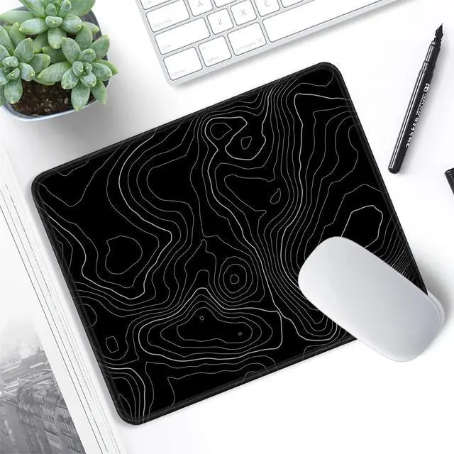 Alt view image 6 of 6 - ITNRSIIET Mouse Pad with Stitched Edge Premium Textured Smooth Precise Operation Waterproof Washable Non-Slip Rubber Base Desktop Protection Mat, 10.2×8.3×0.12 inches, Topographic Contour Black