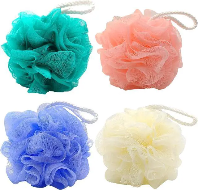 Main image of Set of 4 Loofah Sponge Shower Loofah, Exfoliating Shower Ball, Scrub Ball Body Sponge, Soft Mesh, Deep Cleansing Bath Tools, Rich Lathers (4PCS)