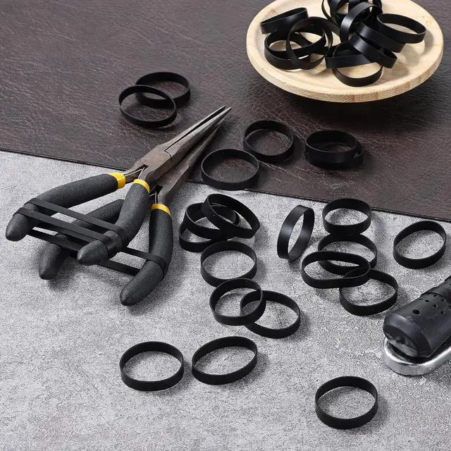 Alt view image 5 of 7 - 100 PCS Silicone Rubber Bands, 1"/25mm Diameter Black Small Rubber Bands Elastic Flat Cable Ties, Reusable Strong Round Rubberbands Thick Rubbers Band Heavy Duty for Wire Cord Cable Wrapping Bundle