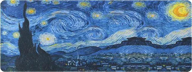 Main image of Mouse Pad, Van Gogh Starry Night Extended Large Gaming Mouse Pad, 31.4"x11.8" Non-Slip Rubber Base XL Large Mousepad with Stitched Edges,Waterproof Keyboard Mouse Mat Desk Pad
