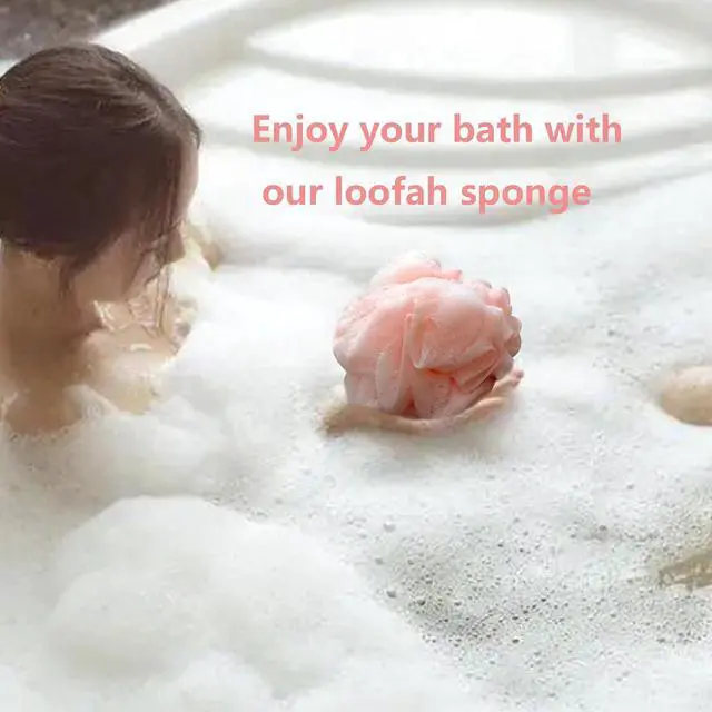 Alt view image 7 of 7 - Set of 4 Loofah Sponge Shower Loofah, Exfoliating Shower Ball, Scrub Ball Body Sponge, Soft Mesh, Deep Cleansing Bath Tools, Rich Lathers (4PCS)