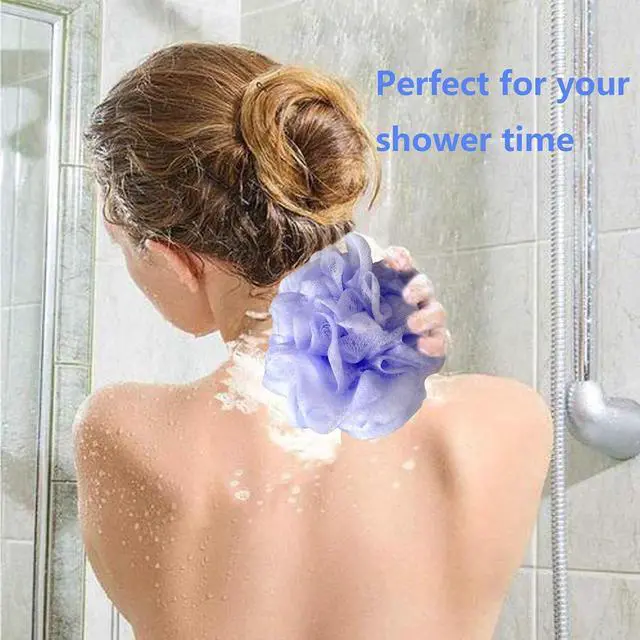 Alt view image 6 of 7 - Set of 4 Loofah Sponge Shower Loofah, Exfoliating Shower Ball, Scrub Ball Body Sponge, Soft Mesh, Deep Cleansing Bath Tools, Rich Lathers (4PCS)