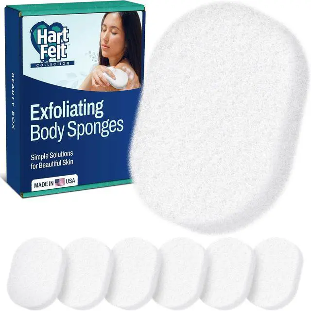 Main image of HartFelt 7 Pack Body Exfoliation Beauty Box with Body Wash Scrubber | Super Soft Exfoliating Bath Sponges for Shower Women & Men | Chemical-Free Bathing Sponge Set for Dead Skin Removal | Gift Box