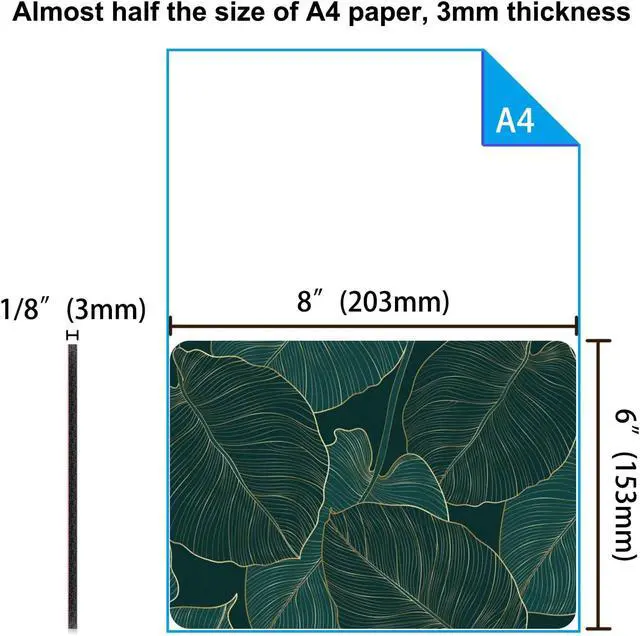 Alt view image 2 of 7 - Audimi Small Mouse Pad 6 x 8 Inch, Mini Mouse Pad Thick for Laptop Wireless Mouse Home Office Travel, Portable & Washable (Tropical Leaves)