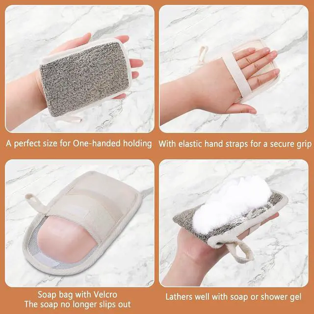 Alt view image 4 of 7 - OWIIZI Bar Soap Scrubber Pouch Exfoliating Body Sponge, Bath Scrub Soap Bags for Soap Bars, Soap Saver Exfoliator Shower Pad Lather Sock for Men Women Elderly (2 Pcs)