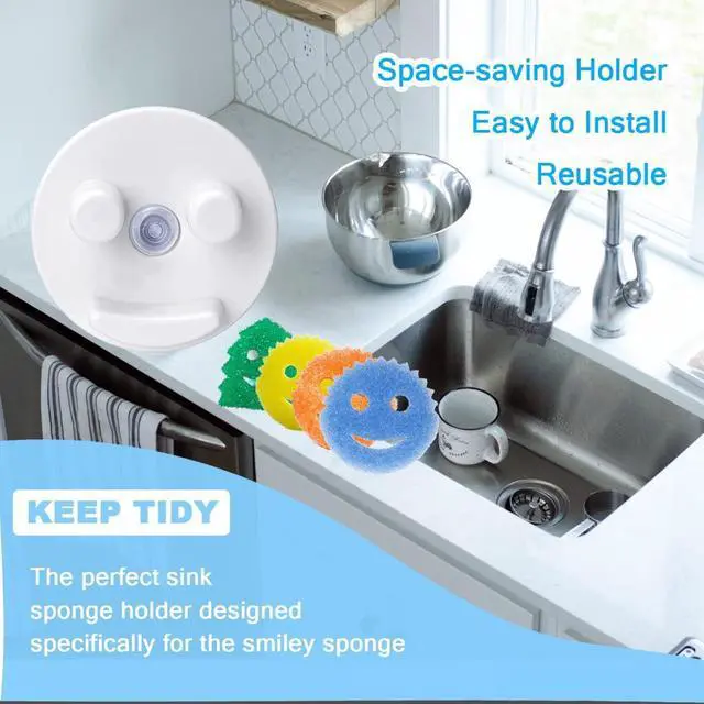 Alt view image 6 of 6 - Suction Scrub Sponge Holder for Kitchen Sink | Keeps Sponge Dry | Suction Cup Sponges Holder | Sink Sponge Caddy Organizer Daddy Holder (1 Pack)