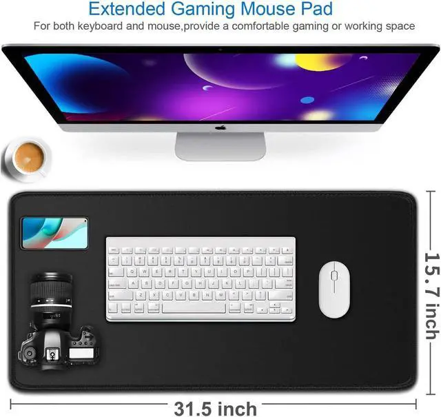 Alt view image 2 of 7 - Large Gaming Mouse, 31.5x15.7 inch Large Extended Computer Keyboard Mouse Mat, Water Resist Non-Slip Mousepad Rubber Base Long XXL Desk Mouse Pad for Work & Gaming, Office & Home, Black