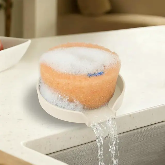 Main image of Holder for Scrub Daddy, Thinnest Build to Last Sponges Holders, Durable Smiley Face Sponge Rack, Large Soap Dish & Sink Caddy Organizer, Dishwasher Safe (White, 1)