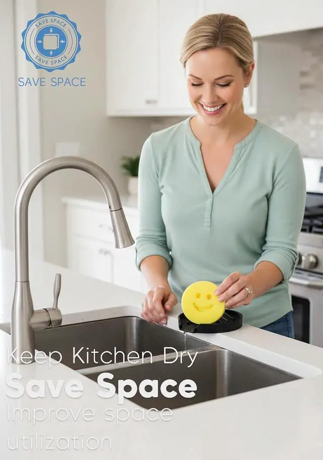 Alt view image 4 of 6 - Holder for Scrub Daddy, Thinnest Build to Last Sponges Holders, Durable Smiley Face Sponge Rack, Large Soap Dish & Sink Caddy Organizer, Dishwasher Safe (White, 1)