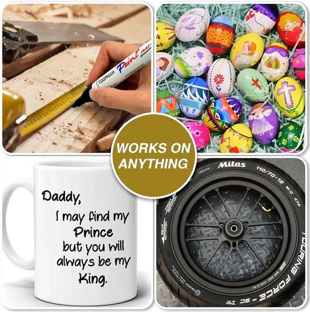 Alt view image 2 of 7 - TOOMGGA 2 Orange Paint Pens Permanent Paint Markers, Oil Based Medium Tip | Marking Pens, Quick Drying, Waterproof, Fade-resistant, for Rock Painting, Car Tyre, Metal, Plastic, Canvas, Mugs, Wood