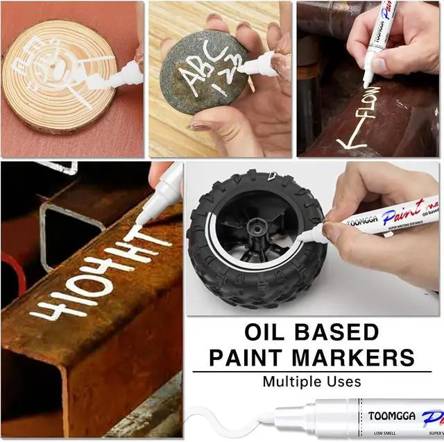 Alt view image 4 of 7 - TOOMGGA 2 Orange Paint Pens Permanent Paint Markers, Oil Based Medium Tip | Marking Pens, Quick Drying, Waterproof, Fade-resistant, for Rock Painting, Car Tyre, Metal, Plastic, Canvas, Mugs, Wood