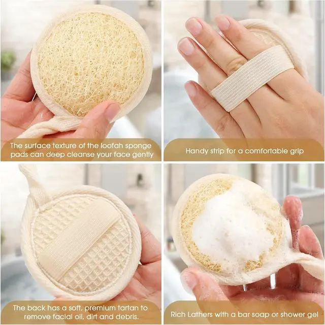 Alt view image 3 of 6 - Exfoliating Loofah Sponge Pads Face loofa Brush 6 Pack 3.15 inches Made of 100% Natural Luffa Body and Facial Scrub Pad Personal Care Close Skin for Men and Women for Bath Spa and Shower