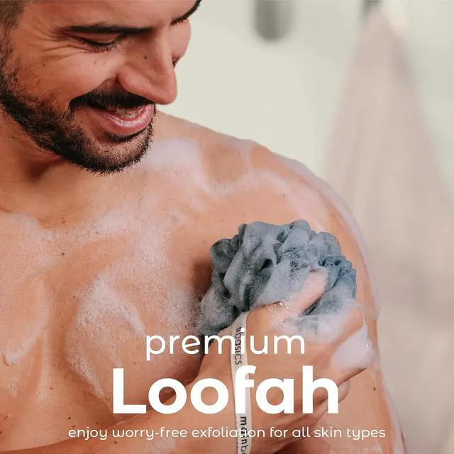 Alt view image 2 of 7 - MainBasics Shower Loofah Sponge Pouf, Set of 3, Airy Blossom | Soft Mesh Body Scrubber and Bath Sponge for Gentle Exfoliation, Rich Lather, and Everyday Shower Use