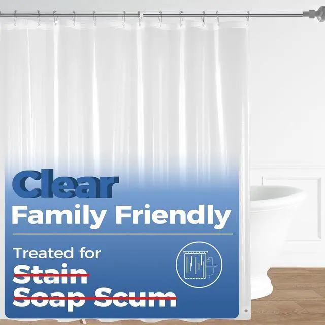 Main image of downluxe Shower Curtain Liner, PEVA Plastic Shower Liner with 3 Magnets, 72" x 72" Waterproof Bathroom Curtain, Clear, 1 Pack