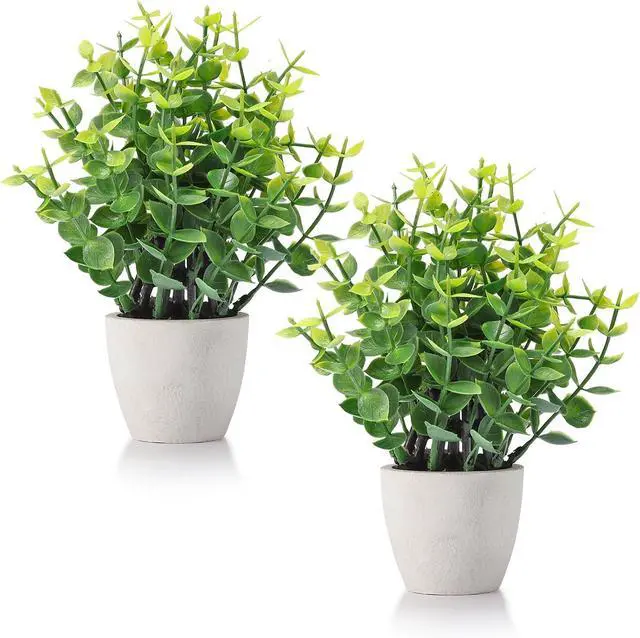 Main image of 2 Pack Fake Plants Ceramic Mini Artificial Greenery Potted Plants | Applicable to Bathroom Decor Home Decor Office Decor Room Decor Farmhouse Decor Indoor Table, No Watering for Simple Styling