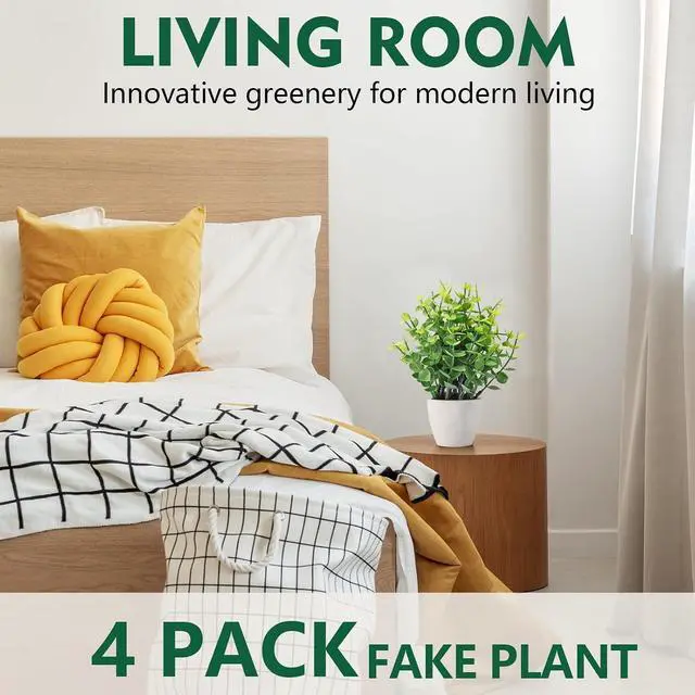 Alt view image 5 of 7 - 2 Pack Fake Plants Ceramic Mini Artificial Greenery Potted Plants | Applicable to Bathroom Decor Home Decor Office Decor Room Decor Farmhouse Decor Indoor Table, No Watering for Simple Styling