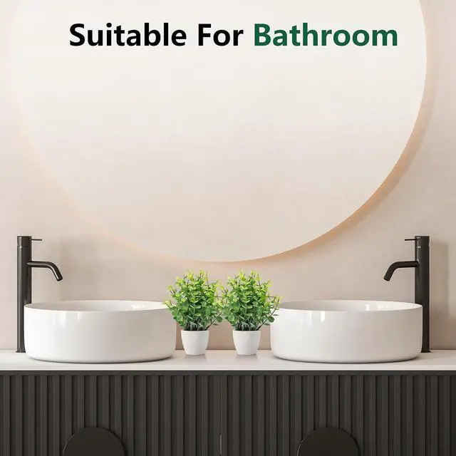 Alt view image 6 of 7 - 2 Pack Fake Plants Ceramic Mini Artificial Greenery Potted Plants | Applicable to Bathroom Decor Home Decor Office Decor Room Decor Farmhouse Decor Indoor Table, No Watering for Simple Styling