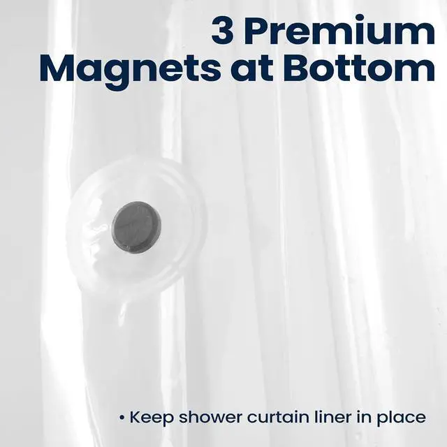 Alt view image 6 of 7 - downluxe Shower Curtain Liner, PEVA Plastic Shower Liner with 3 Magnets, 72" x 72" Waterproof Bathroom Curtain, Clear, 1 Pack