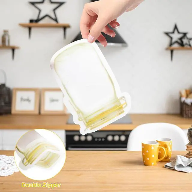 Alt view image 4 of 6 - 16Pcs Mason Jar Bags (5 oz) - Reusable Ziplock Seal, Leak-Proof Food Storage Bag for Kitchen, Travel, Camping & Picnics(Small)