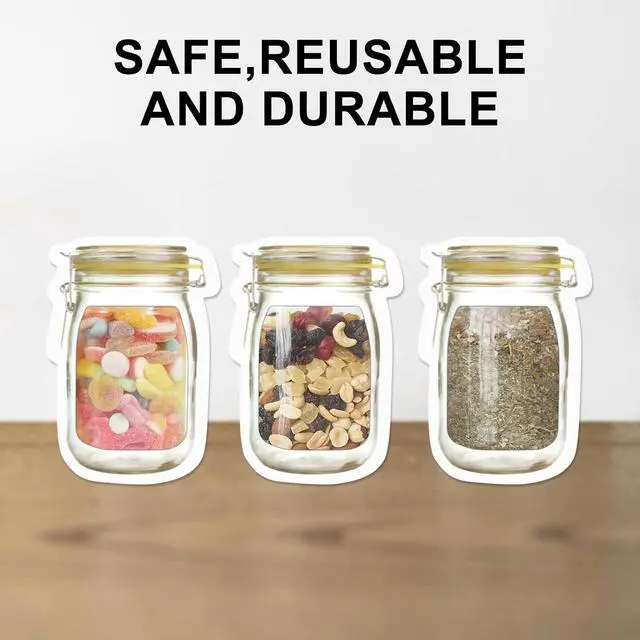 Alt view image 6 of 6 - 16Pcs Mason Jar Bags (5 oz) - Reusable Ziplock Seal, Leak-Proof Food Storage Bag for Kitchen, Travel, Camping & Picnics(Small)