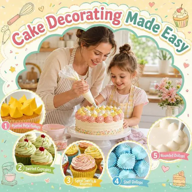 Alt view image 5 of 6 - Large Piping Nozzles, 4Pcs #9FT #F02#F06#R22L Stainless Steel Seamless Icing Piping Nozzle Tip Set for Cupcakes and Baking