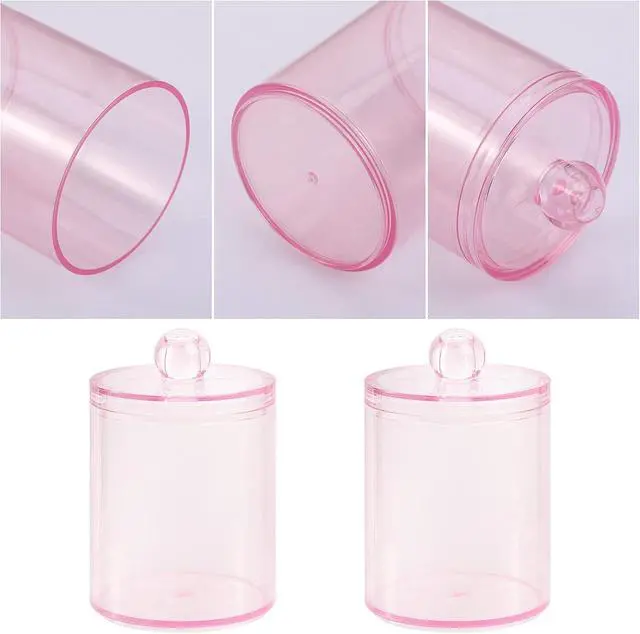 Alt view image 3 of 7 - Tbestmax 2 Pack Qtip Holder Bathroom Jars Canisters for Cotton Ball Swab Pad Storage Dispenzer, Pink 10-Ounce
