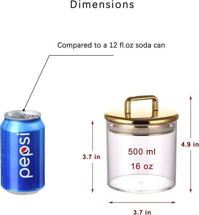 Alt view image 2 of 5 - 16 oz Small Acrylic Storage Apothecary Jar with Gold Airtight Lid | Bathroom Vanity Organizer Containers | Ideal Decorative Canisters for Shells, Bath Salt, Cotton Swabs, Cotton Ball, Flossers