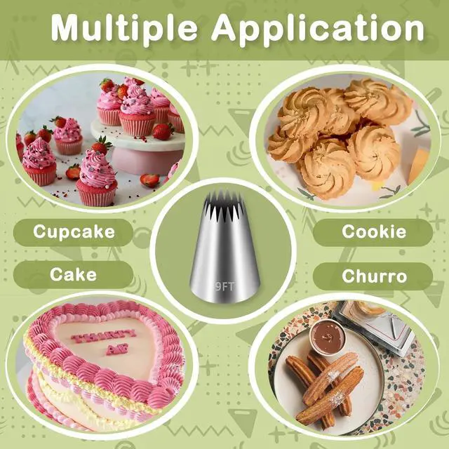 Alt view image 3 of 6 - FANTEXY 9FT Large Piping Tips, 3 Pieces | Cake Decorating, Frosting Piping Kit, Churro Maker, For Cupcake Cookie