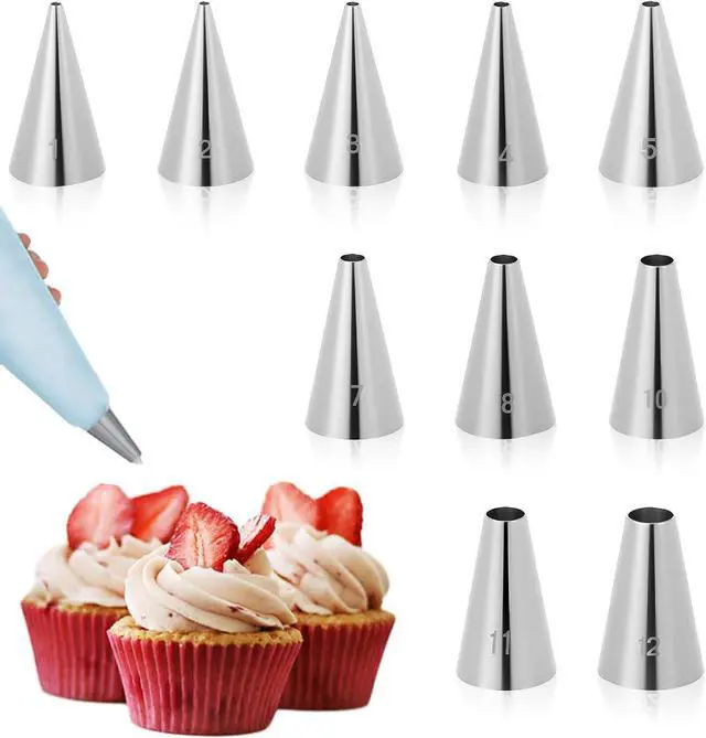 Main image of 10 Pcs Frosting Tips, Frosting Bags and Tips for Decorating Ideal for Frost Cupcakes, Cakes, and Cookies (Ten models)