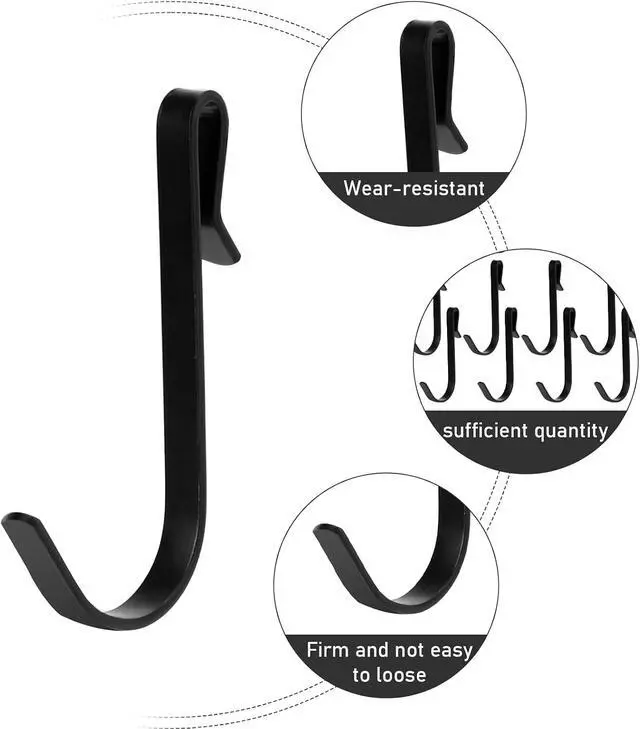 Alt view image 3 of 7 - KALIONE 20 Pcs J Shaped Clip-on Hook Stainless Steel Wire Rack Hanging Sink Grid for Kitchen, Bedroom, Office (Black)