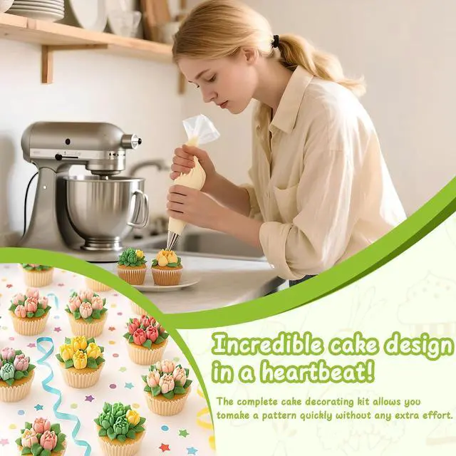 Alt view image 2 of 6 - Suuker Russian Piping Tips Set, 7 Pieces | Stainless Steel, Cupcake Flower Shaped Frosting Nozzle Kit, For Pastry Cupcakes Cakes Cookies Decorating