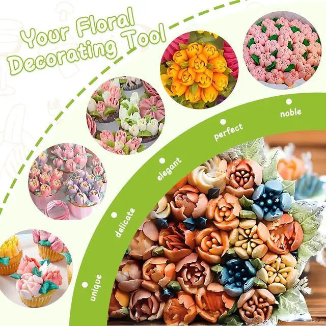 Alt view image 3 of 6 - Suuker Russian Piping Tips Set, 7 Pieces | Stainless Steel, Cupcake Flower Shaped Frosting Nozzle Kit, For Pastry Cupcakes Cakes Cookies Decorating