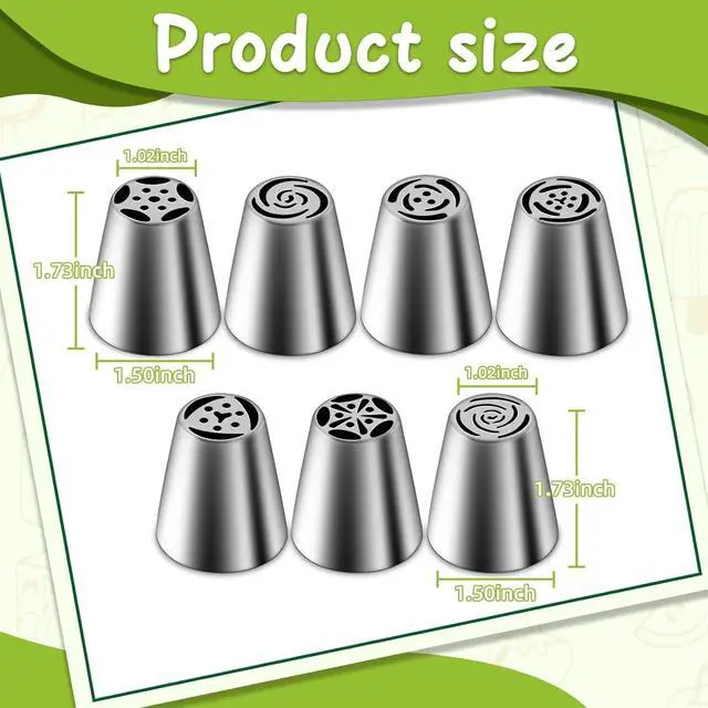 Alt view image 6 of 6 - Suuker Russian Piping Tips Set, 7 Pieces | Stainless Steel, Cupcake Flower Shaped Frosting Nozzle Kit, For Pastry Cupcakes Cakes Cookies Decorating