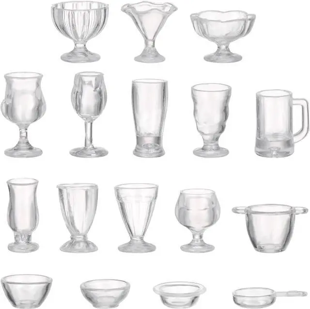 Main image of ibasenice 34-Pack 1:17 Miniature Coffee & Dessert Cups with Lids Realistic Tiny Plastic Drinkware for Dollhouse Kitchen Decor & Kids Craft Projects