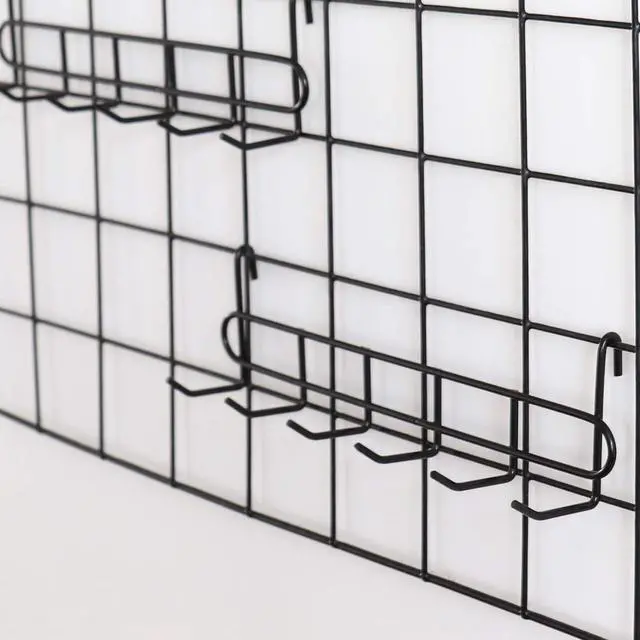 Alt view image 2 of 7 - Storage Hooks Rack, 2 Pack - Iron Wire Grid Hooks for Wall Mount Storage and Display, 10.7x 2.8x1.8 », Black