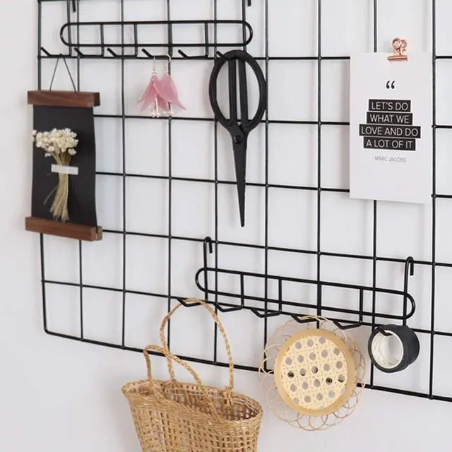 Alt view image 4 of 7 - Storage Hooks Rack, 2 Pack - Iron Wire Grid Hooks for Wall Mount Storage and Display, 10.7x 2.8x1.8 », Black