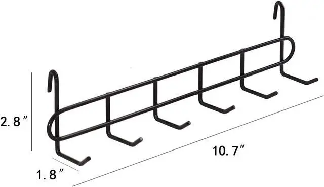Alt view image 7 of 7 - Storage Hooks Rack, 2 Pack - Iron Wire Grid Hooks for Wall Mount Storage and Display, 10.7x 2.8x1.8 », Black