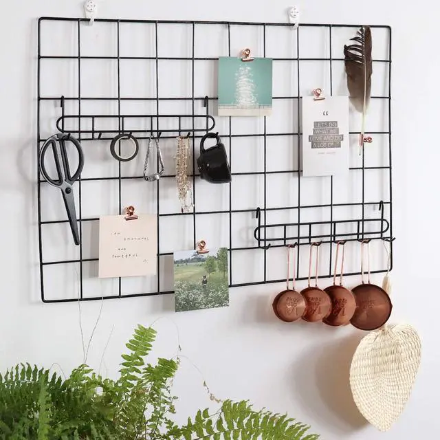 Alt view image 6 of 7 - Storage Hooks Rack, 2 Pack - Iron Wire Grid Hooks for Wall Mount Storage and Display, 10.7x 2.8x1.8 », Black