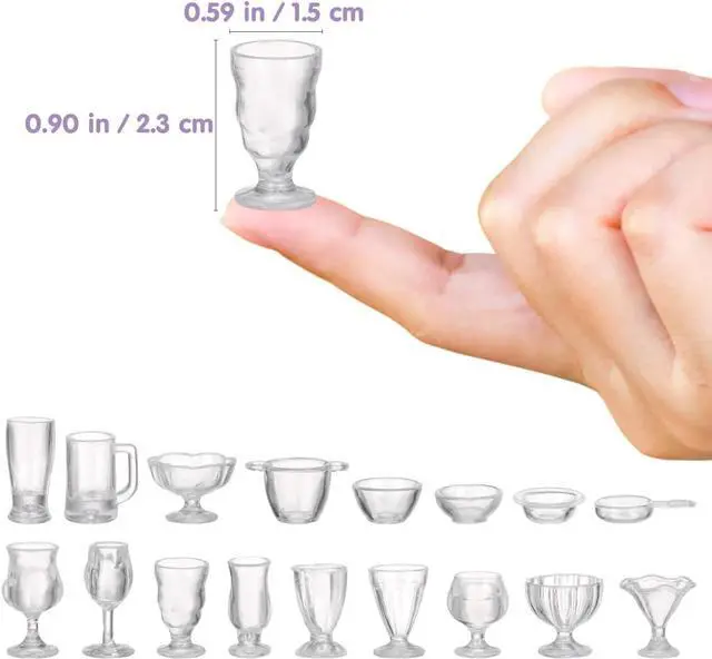 Alt view image 3 of 7 - ibasenice 34-Pack 1:17 Miniature Coffee & Dessert Cups with Lids Realistic Tiny Plastic Drinkware for Dollhouse Kitchen Decor & Kids Craft Projects