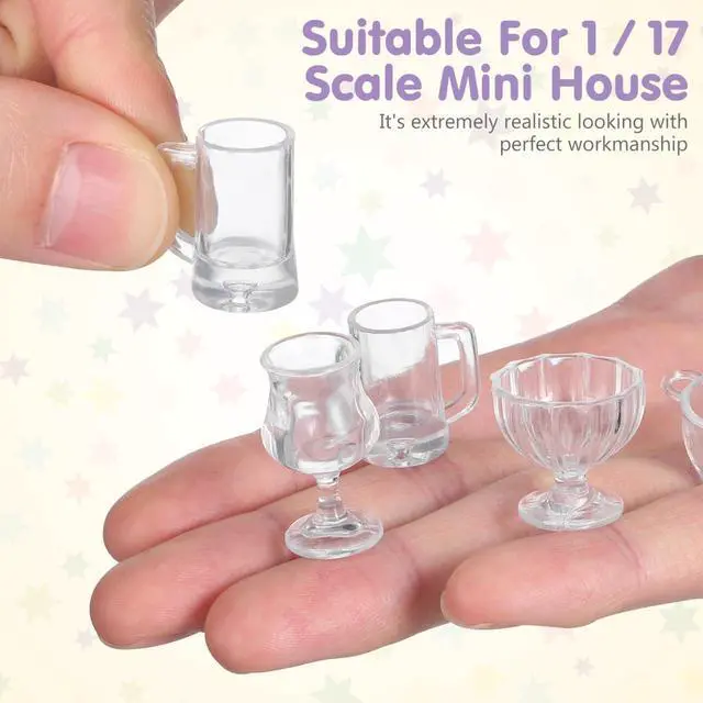 Alt view image 4 of 7 - ibasenice 34-Pack 1:17 Miniature Coffee & Dessert Cups with Lids Realistic Tiny Plastic Drinkware for Dollhouse Kitchen Decor & Kids Craft Projects