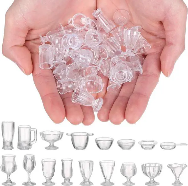 Alt view image 6 of 7 - ibasenice 34-Pack 1:17 Miniature Coffee & Dessert Cups with Lids Realistic Tiny Plastic Drinkware for Dollhouse Kitchen Decor & Kids Craft Projects